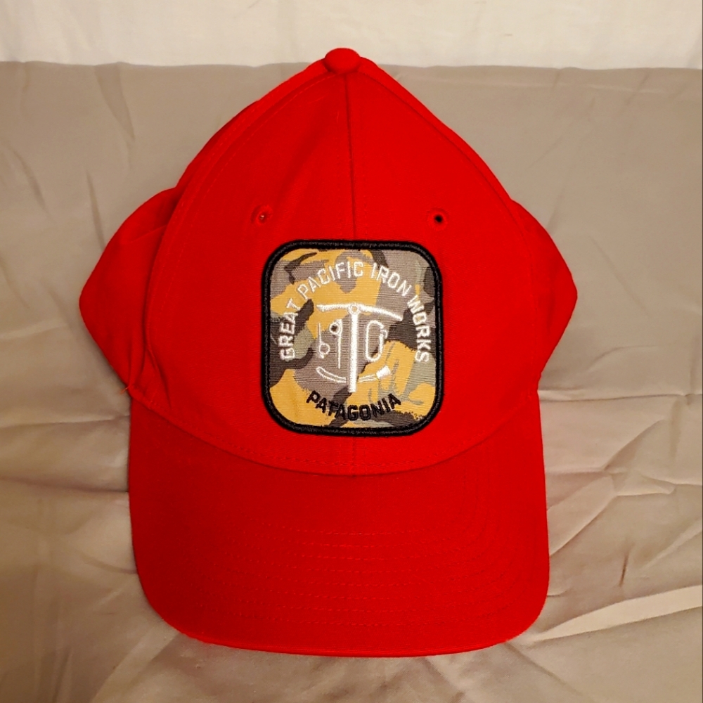 Patagonia Great Pacific Iron Works Red/Camo Logo Ball Cap Hat Snap Back OS